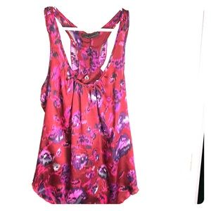 Red&Purple&Pink silk ruffled back blouse tank